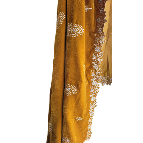 Embroidered pattern close-up on Velvet Dupatta
