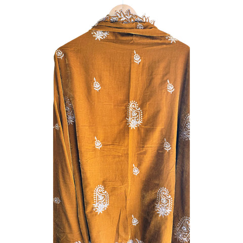 Embroidered pattern close-up on Velvet Dupatta