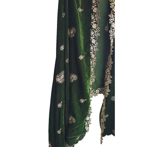 Embroidered pattern close-up on Velvet Dupatta