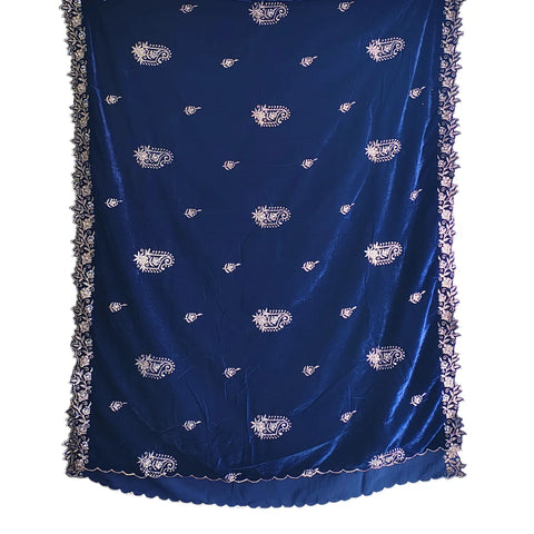 Embroidered pattern close-up on Velvet Dupatta