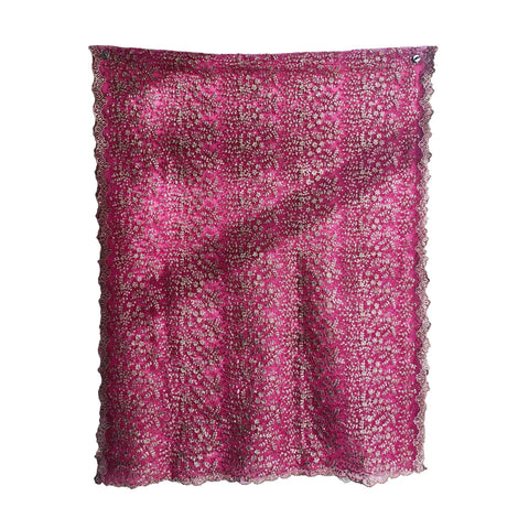 Magenta Embroidered Net Dupatta – draped view showing floral embroidery
