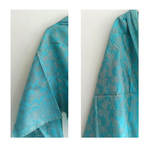 India Scarves The Women's Art Silk Woven Banarasi Jacquard Dupatta(Blue)