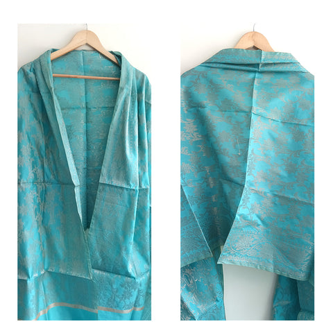 India Scarves The Women's Art Silk Woven Banarasi Jacquard Dupatta(Blue)