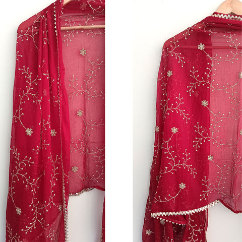 Soft  with Exquisite Golden Branch Embroidery Dupatta