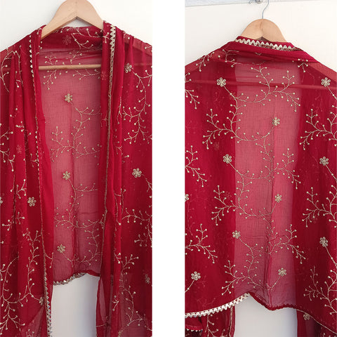 Soft  with Exquisite Golden Branch Embroidery Dupatta