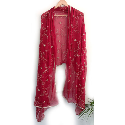 Soft  with Exquisite Golden Branch Embroidery Dupatta