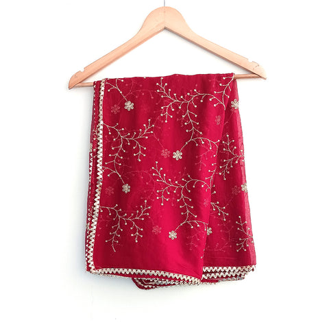 Soft  with Exquisite Golden Branch Embroidery Dupatta