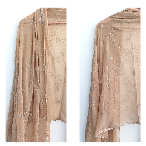 Soft Net with Exquisite Golden Branch Embroidery Dupatta