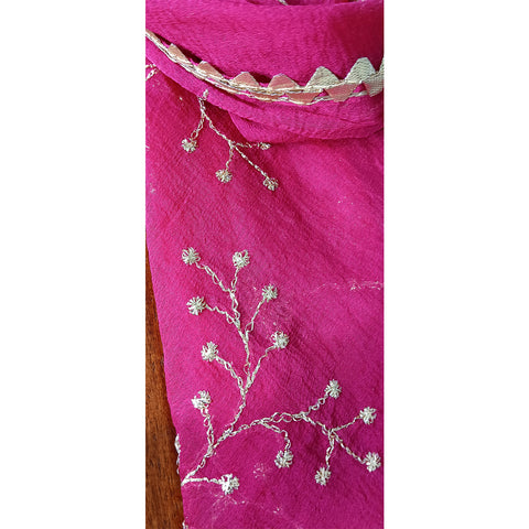 India Scarves Pure Najmin  Stole Maroon Dupatta with Golden Embroidery 220X100