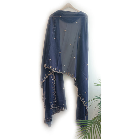 India Scarves Soft Georgette with Exquisite Cut Embroidery Fancy