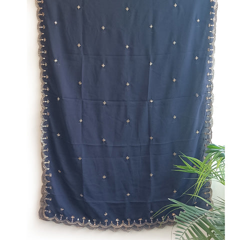 India Scarves Soft Georgette with Exquisite Cut Embroidery Fancy