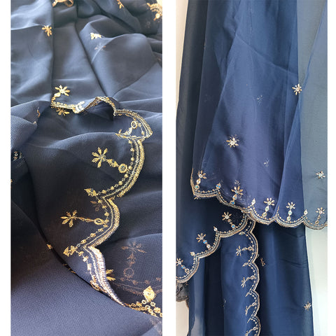 India Scarves Soft Georgette with Exquisite Cut Embroidery Fancy