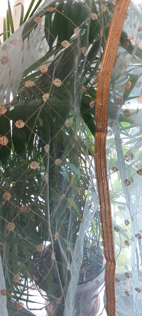 India Scarve's Nylon Net Embroidered Emerald Green Colour Dupatta for Women - 240x100 cm