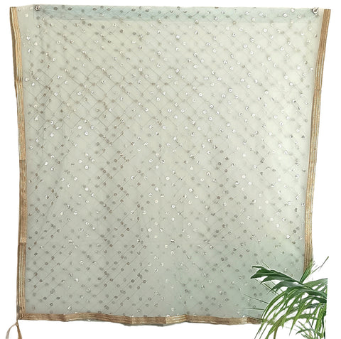 India Scarve's Nylon Net Embroidered Emerald Green Colour Dupatta for Women - 240x100 cm