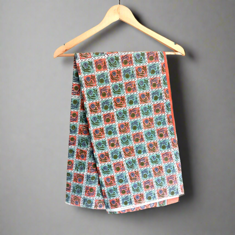 Bagru Hand Block Floral Print Big Size Cotton Dupatta