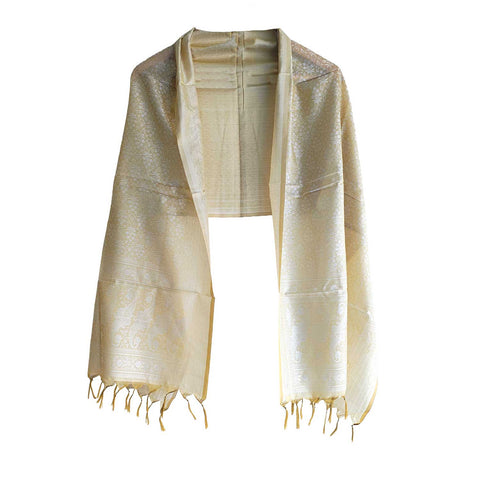 Contemporary Banarasi Silk Stole - Modern Design Size 55X180 Cm
