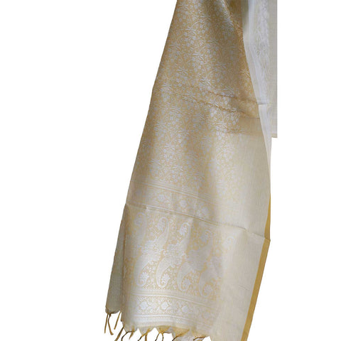 Contemporary Banarasi Silk Stole - Modern Design Size 55X180 Cm