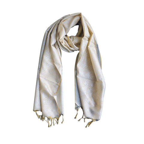 Contemporary Banarasi Silk Stole - Modern Design Size 55X180 Cm