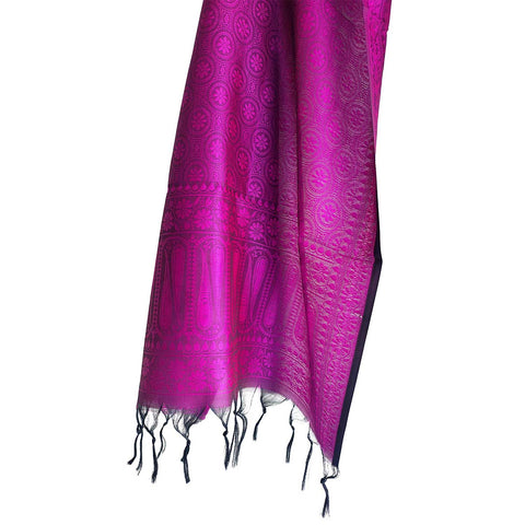 Contemporary Banarasi Silk Stole - Modern Design Size 55X180 Cm ( Purple )