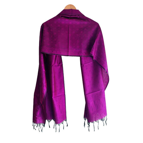 Contemporary Banarasi Silk Stole - Modern Design Size 55X180 Cm ( Purple )