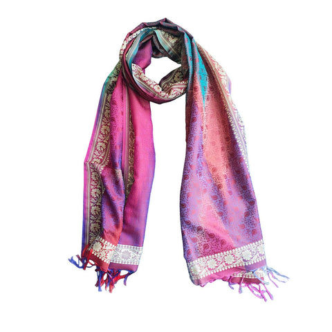 Contemporary Banarasi Silk Stole - Modern Design Size 55X180 Cm