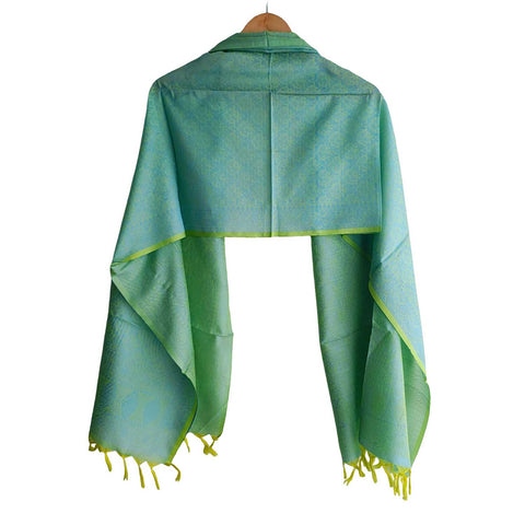 Contemporary Banarasi Silk Stole - Modern Design Size 55X180 Cm( Light Green )