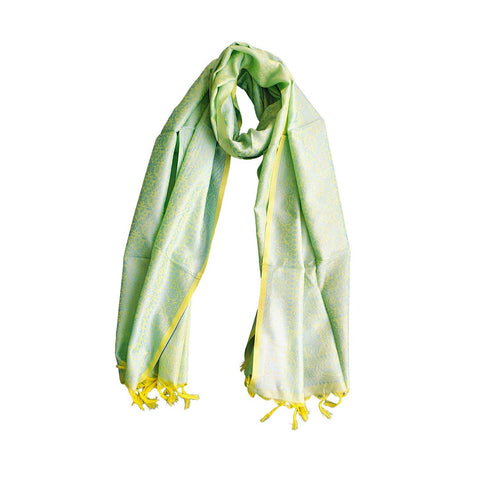 Contemporary Banarasi Silk Stole - Modern Design Size 55X180 Cm( Light Green )