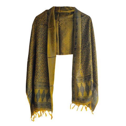 Contemporary Banarasi Silk Stole - Modern Design Size 55X180 Cm( Green )