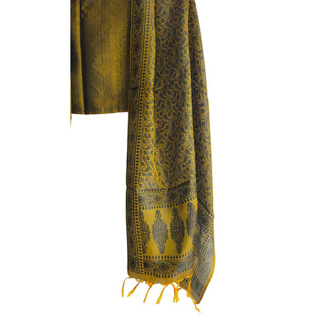 Contemporary Banarasi Silk Stole - Modern Design Size 55X180 Cm( Green )