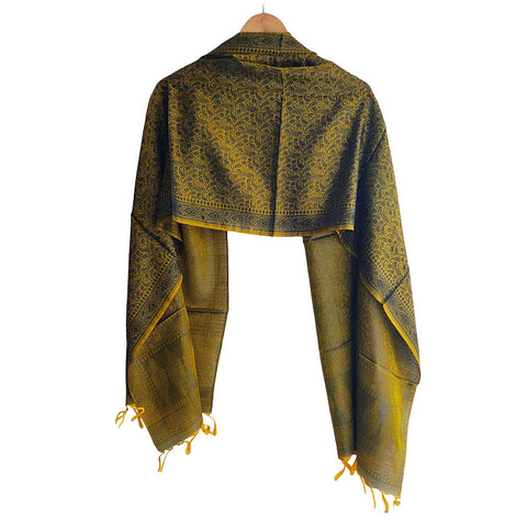 Contemporary Banarasi Silk Stole - Modern Design Size 55X180 Cm( Green )