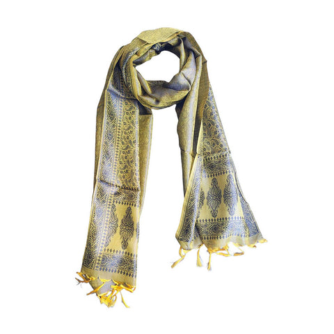 Contemporary Banarasi Silk Stole - Modern Design Size 55X180 Cm( Green )