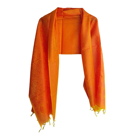 Contemporary Banarasi Silk Stole - Modern Design Size 55X180 Cm( Orange )