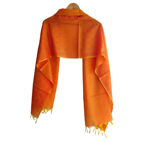 Contemporary Banarasi Silk Stole - Modern Design Size 55X180 Cm( Orange )