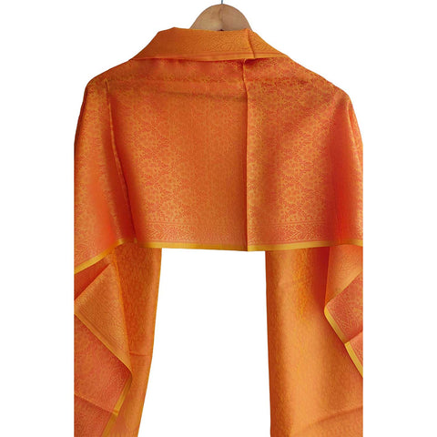 Contemporary Banarasi Silk Stole - Modern Design Size 55X180 Cm( Orange )