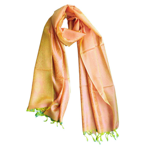 Contemporary Banarasi Silk Stole - Modern Design Size 55X180 Cm( Orange )