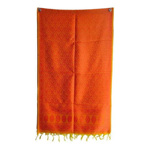 Contemporary Banarasi Silk Stole - Modern Design Size 55X180 Cm( Orange )