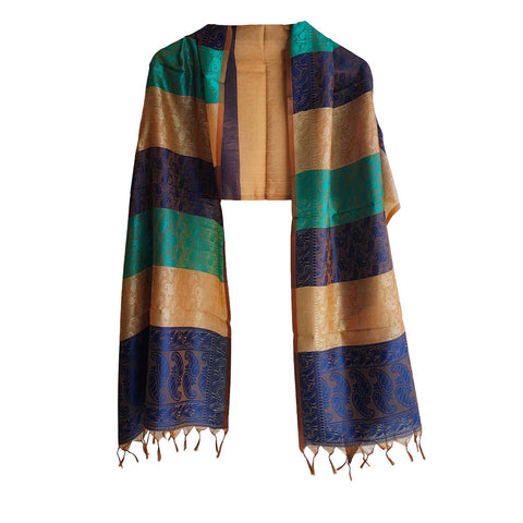 Contemporary Banarasi Silk Stole - Modern Design Size 55X180 Cm