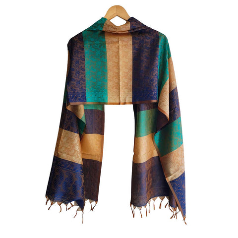 Contemporary Banarasi Silk Stole - Modern Design Size 55X180 Cm