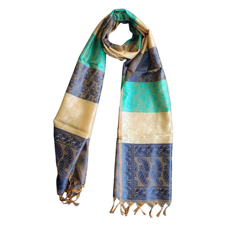 Contemporary Banarasi Silk Stole - Modern Design Size 55X180 Cm