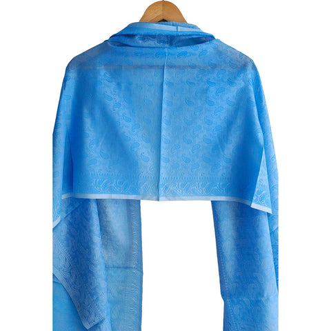 Contemporary Banarasi Silk Stole - Modern Design Size 55X180 Cm( Light Blue )