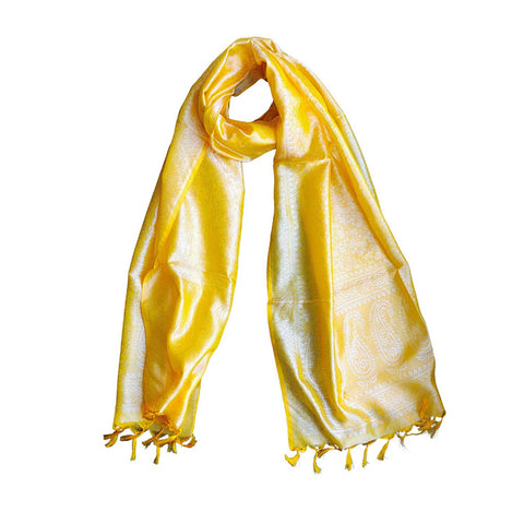 Contemporary Banarasi Silk Stole - Modern Design Size 55X180 Cm ( Yellow )