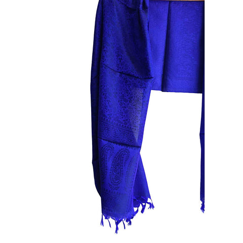 Contemporary Banarasi Silk Stole - Modern Design Size 55X180 Cm ( Dark Blue )