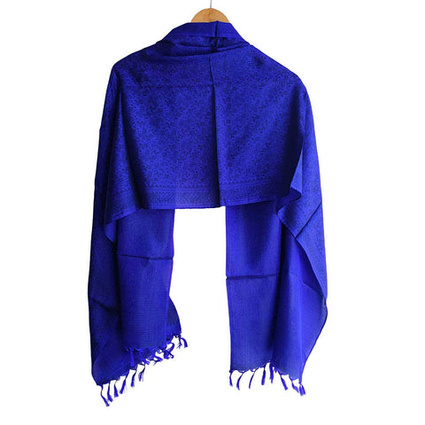 Contemporary Banarasi Silk Stole - Modern Design Size 55X180 Cm ( Dark Blue )
