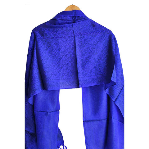 Contemporary Banarasi Silk Stole - Modern Design Size 55X180 Cm ( Dark Blue )