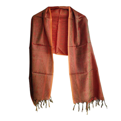 Contemporary Banarasi Silk Stole - Modern Design Size 55X180 Cm ( Brown )