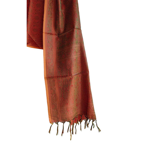 Contemporary Banarasi Silk Stole - Modern Design Size 55X180 Cm ( Brown )