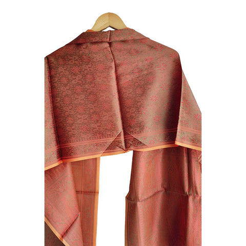 Contemporary Banarasi Silk Stole - Modern Design Size 55X180 Cm ( Brown )