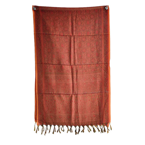 Contemporary Banarasi Silk Stole - Modern Design Size 55X180 Cm ( Brown )