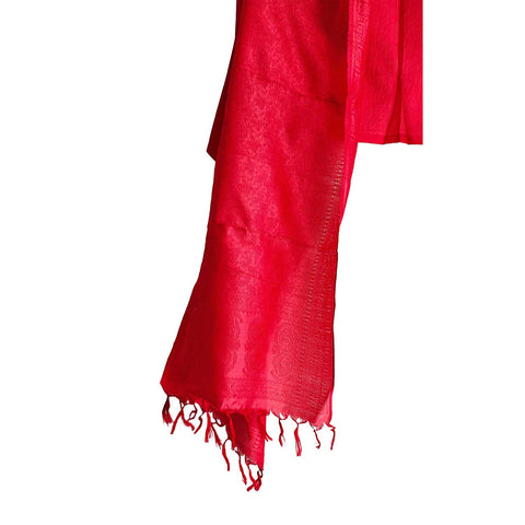 Contemporary Banarasi Silk Stole - Modern Design Size 55X180 Cm ( Red )