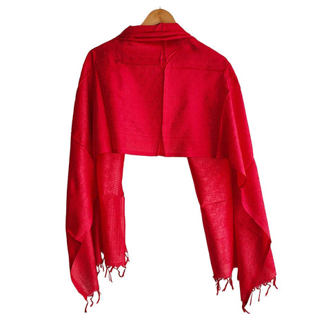 Contemporary Banarasi Silk Stole - Modern Design Size 55X180 Cm ( Red )